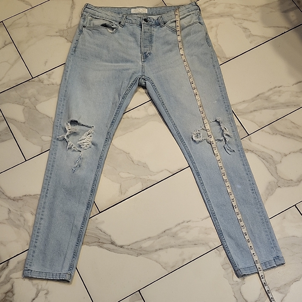 Men's Top Man  Light Blue Distressed Skinny Jeans